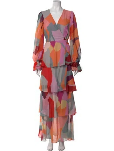 Pre-owned Hutch Printed Long Dress In Multi
