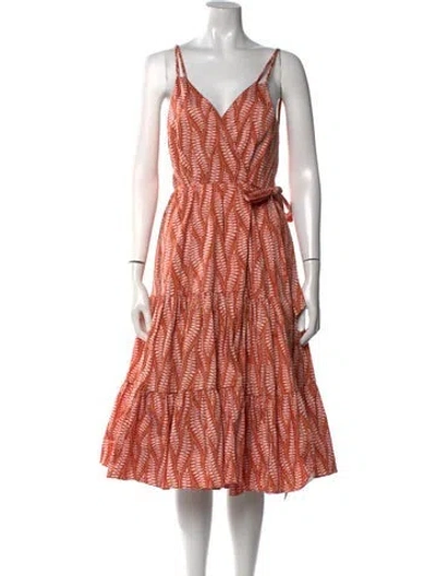 Pre-owned Hutch Printed Long Dress In Orange
