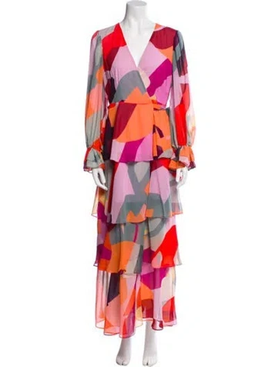 Pre-owned Hutch Printed Long Dress In Pink