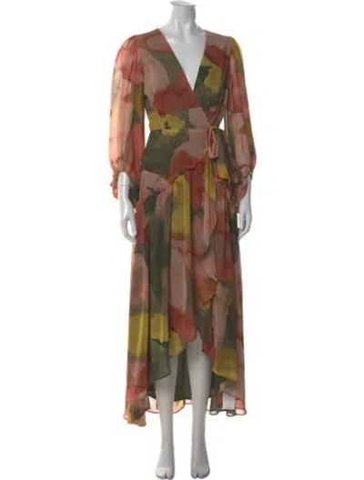 Pre-owned Hutch Printed Long Dress In Pink