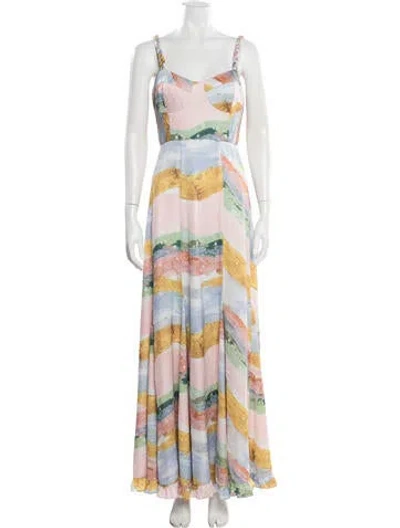 Pre-owned Hutch Printed Long Dress In Pink