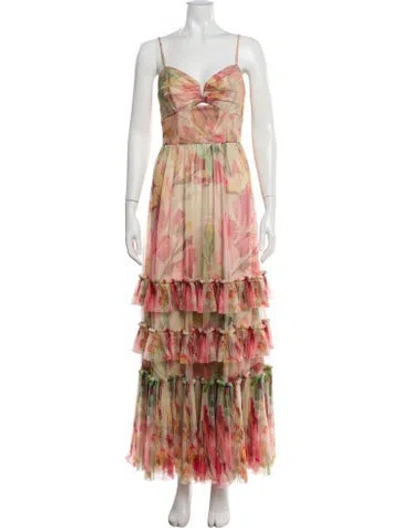 Pre-owned Hutch Printed Long Dress W/ Tags In Multi