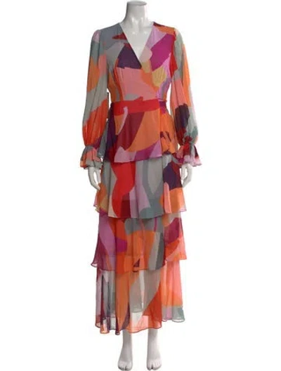 Pre-owned Hutch Printed Long Dress W/ Tags In Multi