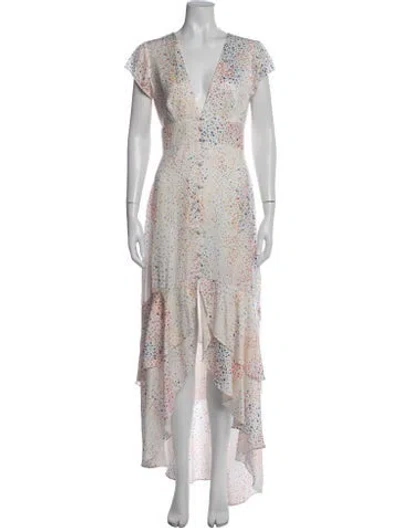 Pre-owned Hutch Printed Long Dress In White