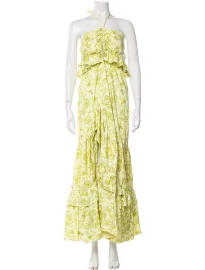 Pre-owned Hutch Printed Long Dress In Yellow