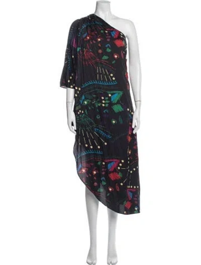 Pre-owned Hutch Printed Midi Length Dress In Blue