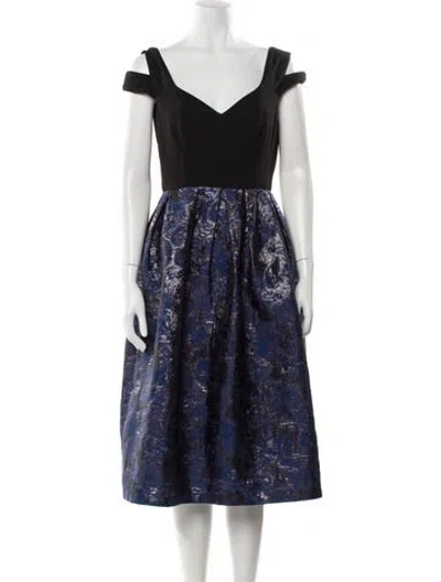Pre-owned Hutch Printed Midi Length Dress In Blue