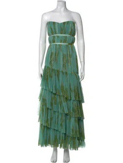 Pre-owned Hutch Printed Midi Length Dress In Green