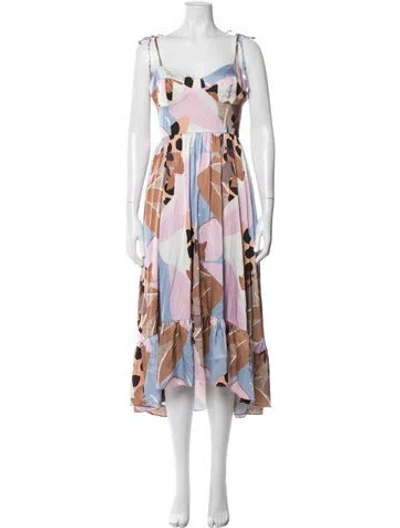 Pre-owned Hutch Printed Midi Length Dress In Multi