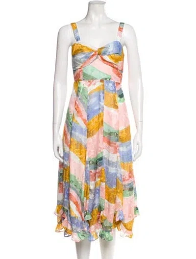 Pre-owned Hutch Printed Midi Length Dress In Neutral