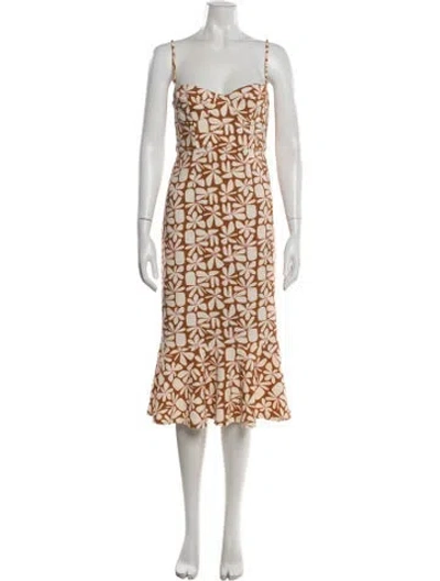 Pre-owned Hutch Printed Midi Length Dress In Neutrals