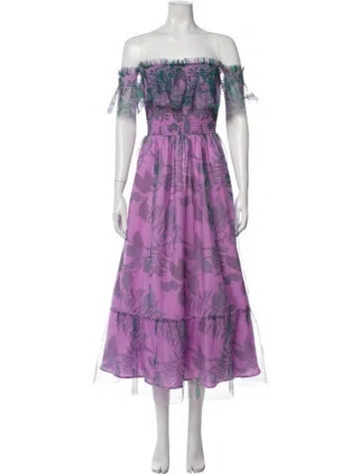 Pre-owned Hutch Printed Midi Length Dress In Purple