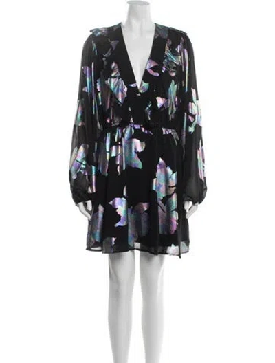 Pre-owned Hutch Printed Mini Dress In Black