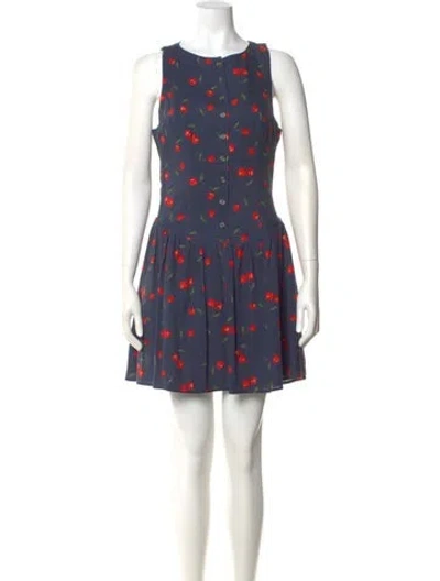 Pre-owned Hutch Printed Mini Dress In Blue