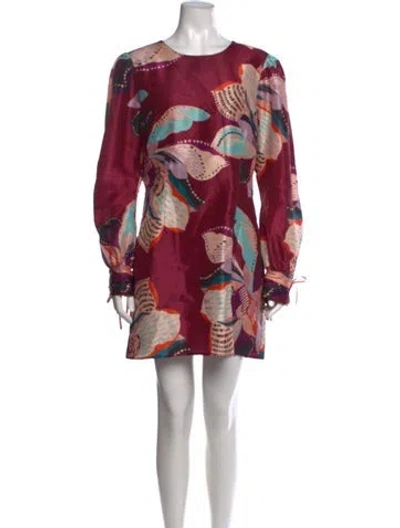 Pre-owned Hutch Printed Mini Dress In Burgundy