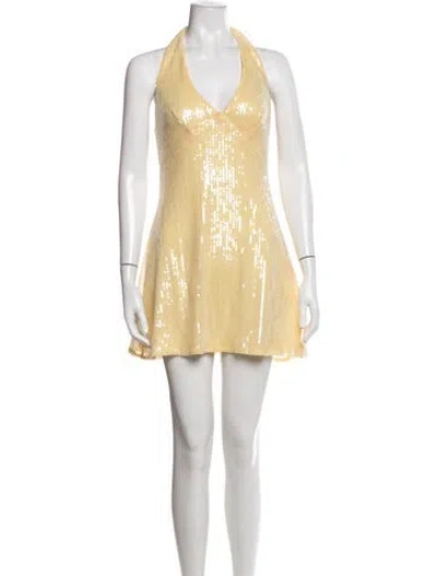 Pre-owned Hutch Printed Mini Dress In Yellow