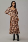 Hutch Printed Twist-front Puff-sleeve Ruffle-hem Dress In Multicolor