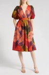 Hutch Puff Sleeve Dress In Layered Geo