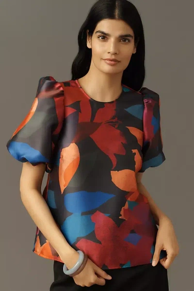 Hutch Puff-sleeve Printed Blouse In Multi