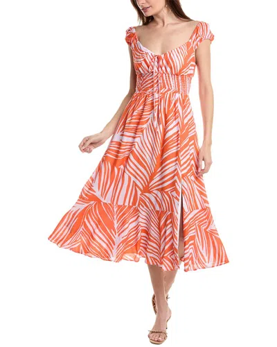 Hutch Quincee Linen-blend Maxi Dress In Orange