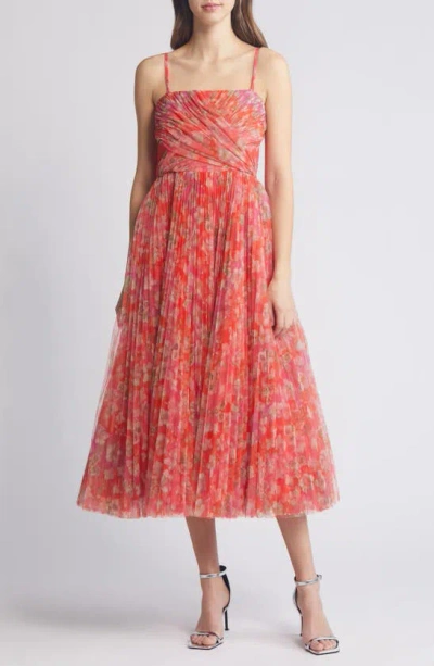 Hutch Quinn Sleeveless Pleated Midi Dress In Pink