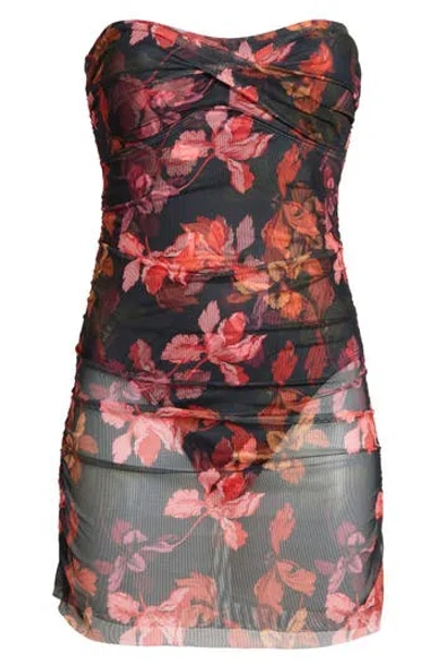 Hutch Radlee Strapless Mesh Overlay Skirted One-piece Swimsuit