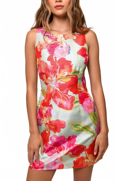 Hutch Ren Dress In Mint Watercolor Pastel Orchids In Multi