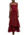 Hutch Renza Strapless Tulle Gown In Red