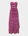 Hutch Renza Strapless Tulle Gown In Purple Vintage Layered Ditsy Floral