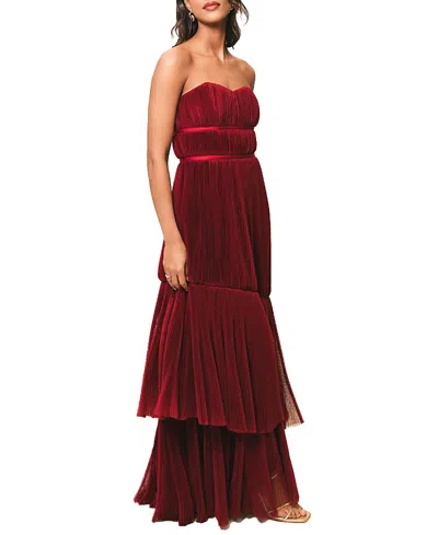 Hutch Renza Strapless Tulle Gown In Brick