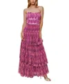 Hutch Renza Strapless Tulle Gown In Purple Vintage Layered Ditsy Floral