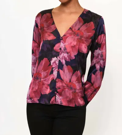 Hutch Reya Long Sleeve Top In Navy Vintage Upholstery Floral In Multi