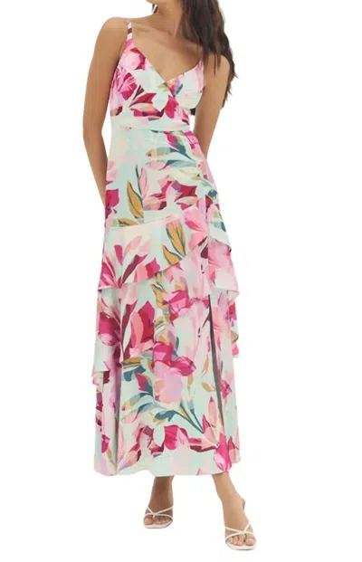 Hutch Robina-overlay Tropical Dress In Mint Multi