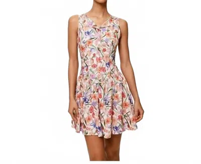 Hutch Roma Mini Dress In White Tropical Garden In Pink