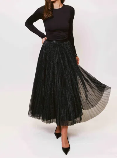 Hutch Roma Pleated Midi Skirt In Black Sparkle