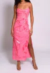 Hutch Romantic Sketched Floral Midi Dress In Pink