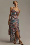 Hutch Royce Sleeveless Slim High-low Maxi Dress In Blue