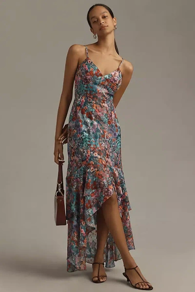 Hutch Royce Sleeveless Slim High-low Maxi Dress In Blue