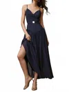 Hutch Ruby Sleeveless Bustier Belted Drop-waist Maxi Dress In Navy In Blue