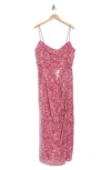 Hutch Ruched Bodice Sequin Slip Gown In Fuchsia