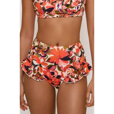 Hutch Ruffle High Waist Bikini Bottoms In Multi