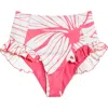 Hutch Ruffle High Waist Bikini Bottoms In Coral Block