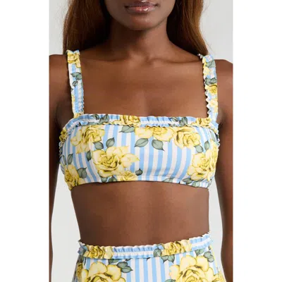 Hutch Ruffle Trim Bikini Top In Blue