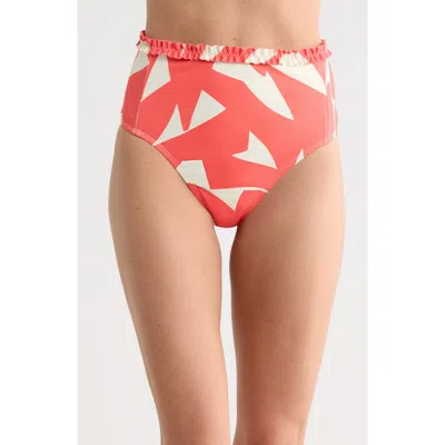 Hutch Ruffle Trim High Waist Bikini Bottoms In Brown
