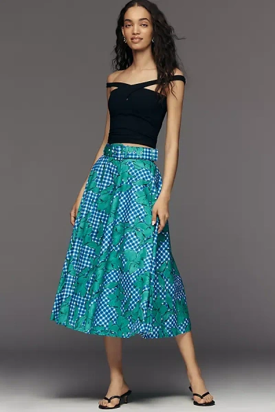 Hutch Rye Poplin Midi Skirt In Blue