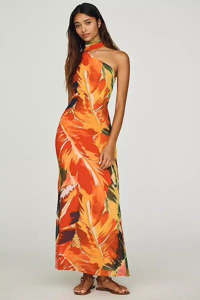 Hutch Sarita One-shoulder Maxi Dress In Orange