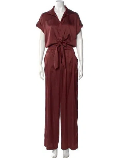 Pre-owned Hutch Satin Jumpsuit In Brown