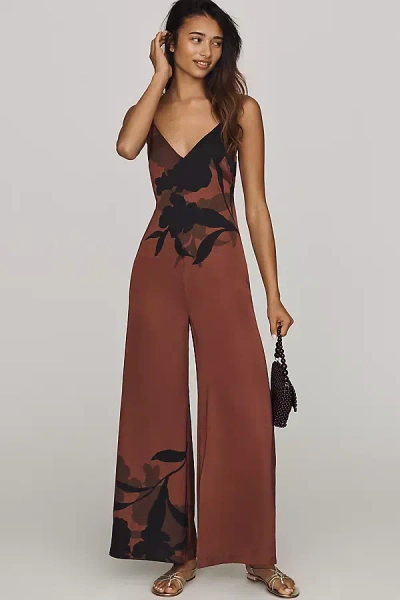 Hutch Satin Printed Jumpsuit In Brown