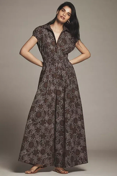 Hutch Sawyer Short-sleeve Wide-leg Jumpsuit In Brown