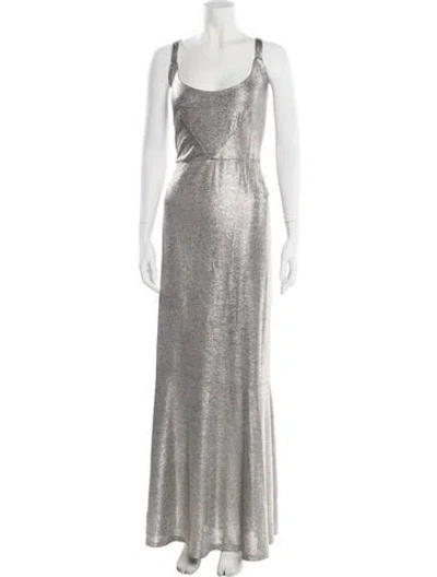 Pre-owned Hutch Scoop Neck Long Dress In Metallic/silver